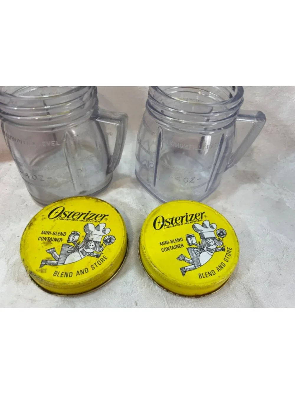 Osterizer Liquifier-Blender Containers w Covers 8 oz size Vintage